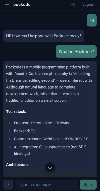 Pockode on mobile